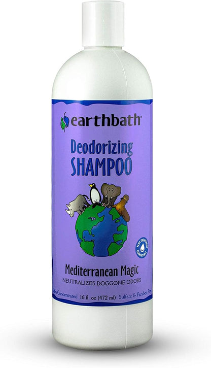 earthbath, Mediterranean Magic Dog Shampoo - Deodorizing Shampoo for Smelly Dogs, Rosemary Scented Pet Wash, Made in USA, Cruelty Free - 16 Oz (1 Pack)