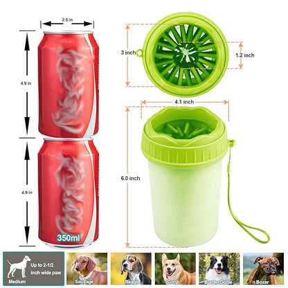 Dog Paw Cleaner, Dog Paw Washer, Buddy Muddy Paw Cleaner,Medium Portable Silicone Pet Cleaning Brush Cup, Pet Foot Washer for Small Medium Breed Dogs, Free Towel, Green