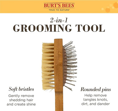 Burt's Bees for Pets Double Sided Pin Brush & Hemp Bristle Dog Brush | Best All-Purpose Dog Brush To Reduce Shedding | Easy to Use Dog Brush for All Dogs | Ideal for Daily Grooming, 24 Pack