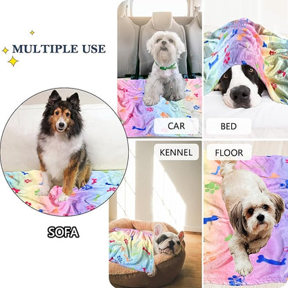Dog Blanket,Super Soft Fluffy Premium Fleece Pet Puppy Blanket for Large Medium Dog Cat Mat Cover for Bed Couch,Cute Print, Colorful,(41 x 31 Inch)