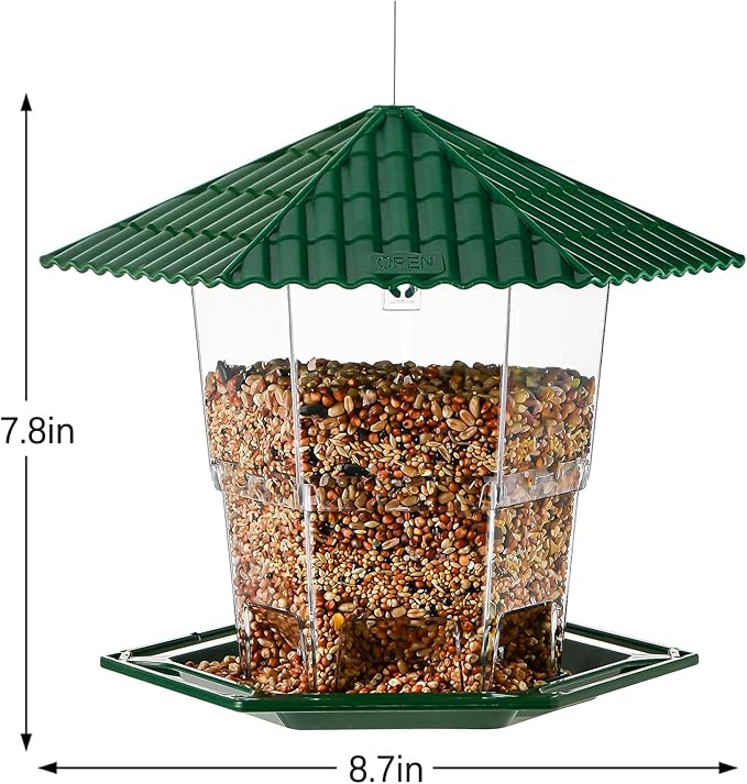 Bird Feeders for Outdoors Hanging Bird Feeder Wild Birds Seed, Green 2 Pack B