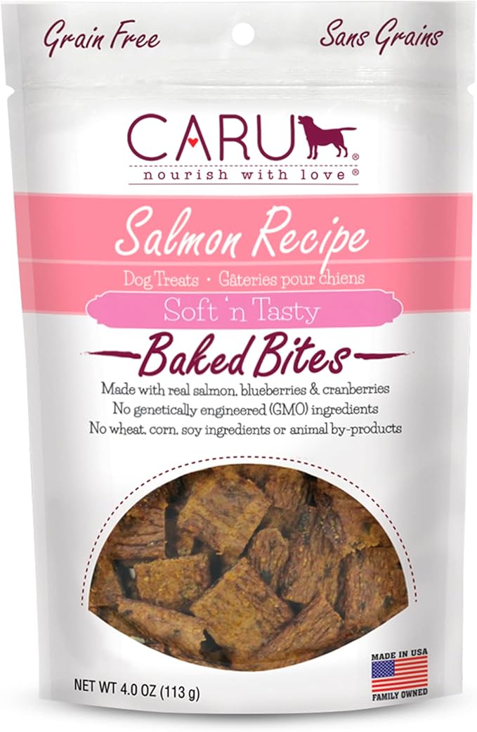 CARU - Soft 'n Tasty Baked Bites - Salmon Bites Dog Treats - Flavorful Training Treats - 4 oz