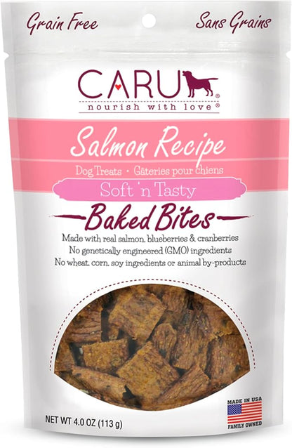 CARU - Soft 'n Tasty Baked Bites - Salmon Bites Dog Treats - Flavorful Training Treats - 4 oz