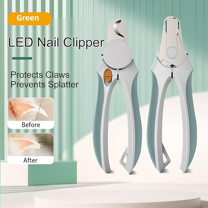 Cat Nail Clippers, EliaValth LED Dog Nail Clippers, Dog Nail Trimmers, Nail Grinder and Toenail Clippers for Thick Nails, Grooming Tool with Ergonomic Handle, Suitable for Small and Large Pets Yellow