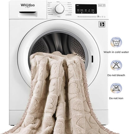 Luciphia Waterproof Blanket for Large Dogs Washable Pet Bed Cover Soft Fluffy Puppy Blanket with Premium Fleece Cozy Calming Cat Blankets for Indoor Cats Beige 85x57 inch