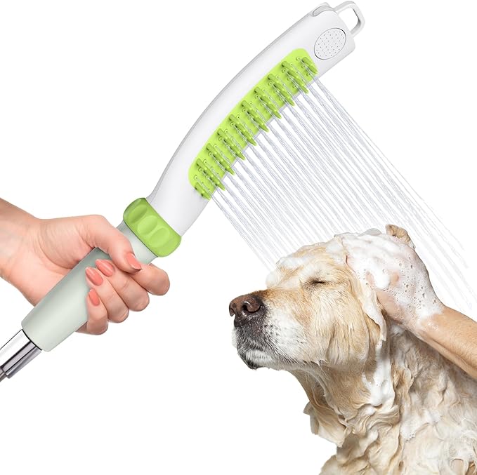 Dog Shower Attachment, Sprayer, Grooming and Scrubber in One for Washing, Deshedding, Massage, Indoor/Outdoor Pet Bath Brush, Dog Bath Supplies, Dog Shower Head