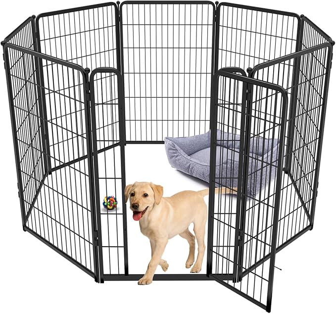 FXW Homeplus Dog Playpen for Indoor Use - Stress-Free and Safe Play, Heavy Duty 45 Inch 8 Panels Dog Pen for Large Dogs, Black_atented