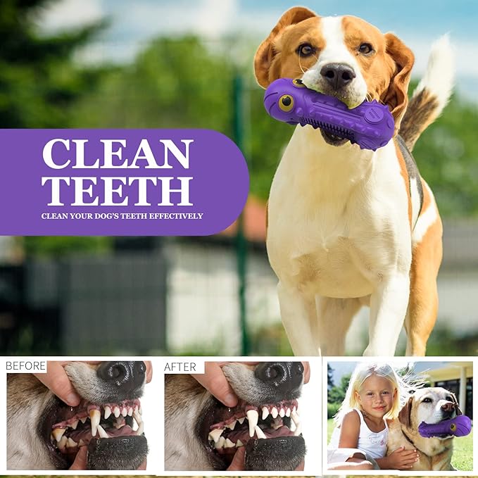 Dog Squeaky Toys for Aggressive Chewers, Durable Dog Chew Toys for Large Medium Breed Dog, Dog Toys, Tough Durable Dogs Toys with Natural Rubber (Purple Octopus, for Larege Dogs)