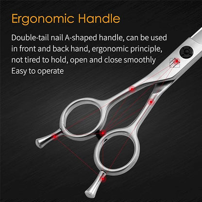 Dog Grooming Scissors: 7.0" Left Handed Pet Shears Made Of Advanced Stainless Steel Alloy for Trimming Dogs Cats and Other Pets Face and Paws