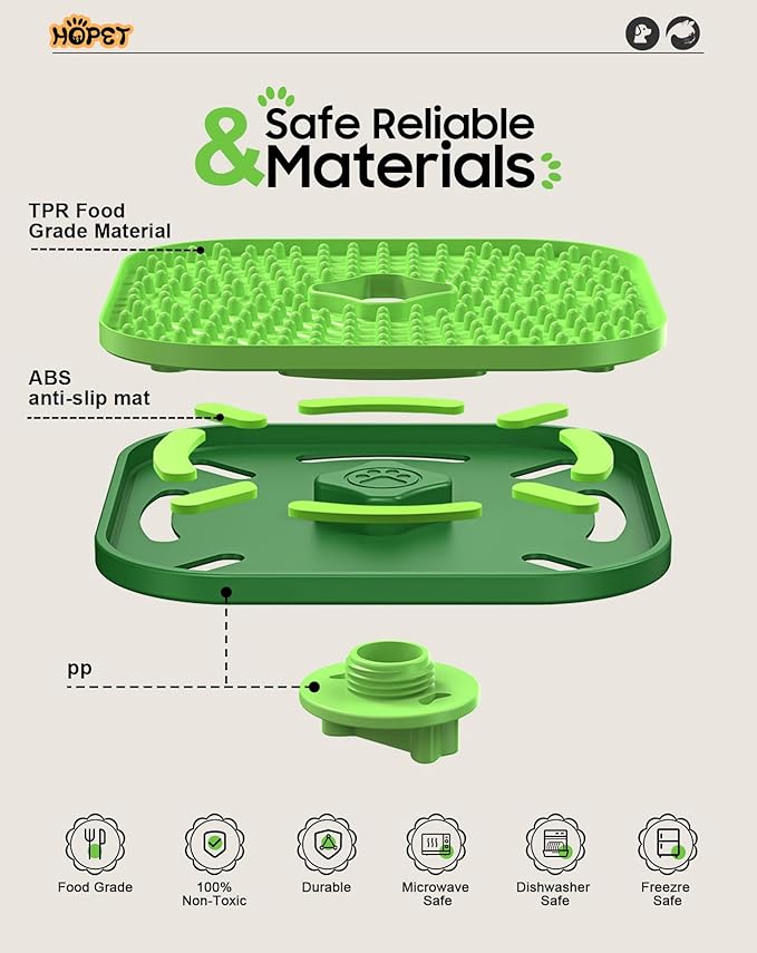 HOPET Licking Mat for Dogs Crate, Interactive Large 7.1" Size Lick Mats for Boredom Relief & Anxiety Reduction, Soft & Safe Peanut Butter Lick Pad for Training(Square-Shaped)