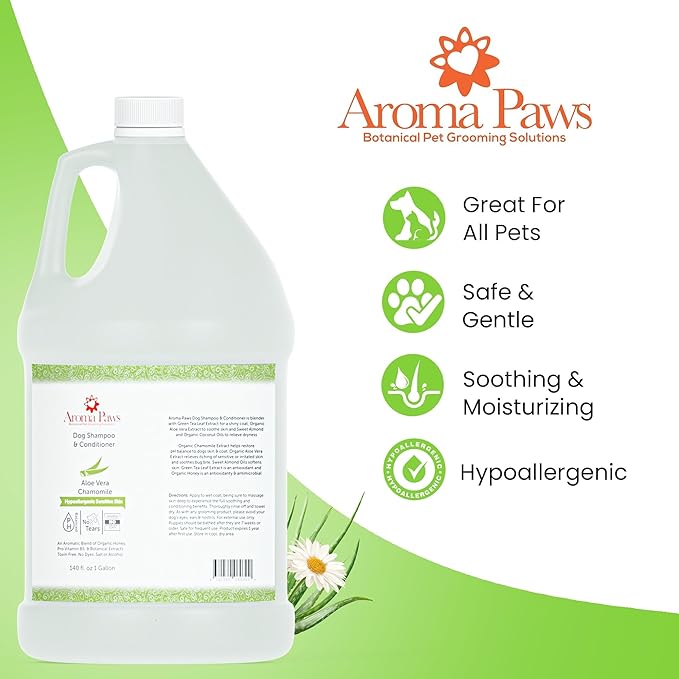 Dog Shampoo and Conditioner - Tearless Dog Shampoo for Cleansing, Grooming, and Conditioning Sensitive Skin - Moisturizing Shampoo for Dogs and Puppies - Fragrance-Free, 1 Gallon