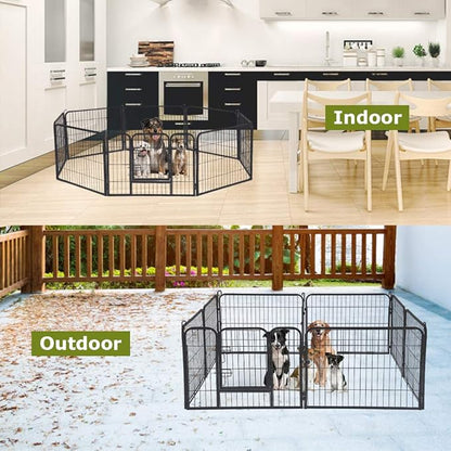 FDW "Pet Playpen 8 Panel 24â€32â€40â€ inch Indoor & Outdoor Folding Metal Exercise Pen & Pet Playpen Puppy Cat Exercise Fence Barrier Playpen Kennel (24"", Hammigrid)