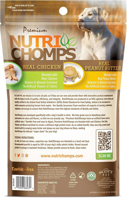 NutriChomps Dog Chews, 6-inch Braids, Easy to Digest, Rawhide-Free Dog Treats, Healthy, 4 Count, Real Peanut Butter Flavor