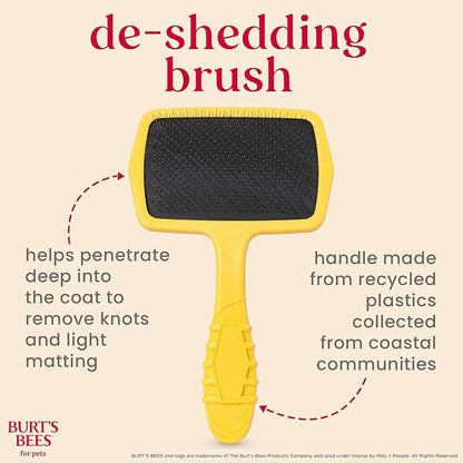 Burt_ Bees for Pets Large Slicker Brush for Dogs with Thick or Curly Hair with Handle Made from Recycled Plastics Collected from Coastal Communities | De-Shedding Dog Brush Removes Knots and Matting