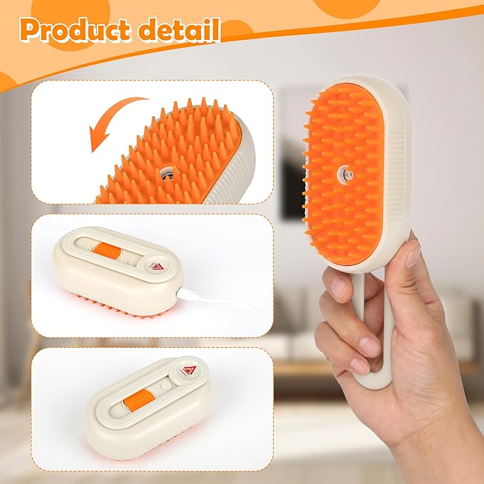 5 in 1 Pet, Cat Grooming & Massage Brush/Comb - Vapour Technology- Rechargeable, Reduce Shedding, Prevent Matting, Enhance hygiene & Bonding, Estblish Best connection with Pet (Coffee)