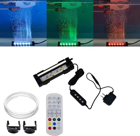 Carefree Fish Aquarium 24/7 Mode Timer Submersible LED Light Full Spectrum CRI 82~85 Tank Underwater Light & Nanometer Materials Air Stone 3Ft Tubing Waterproof Rating IP68 (No Included Air Pump)