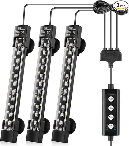 hygger Dual-Channel Controller Submersible Aquarium LED Light, 24/7 Mode Full Spectrum Hidden Fish Tank Light with 3 Rows Beads 7 Colors Auto On Off, Adjustable Timer Brightness (3)