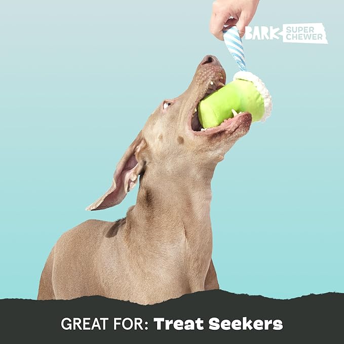 Barkbox Get Ripped Margrrrita Super Chewer Tough Dog Chew Toy for Aggressive Chewers, Plush Cover with Rubber Core - 2 Toys in 1  Two Layer Treat Dispensing Dog Toy for Large Dogs