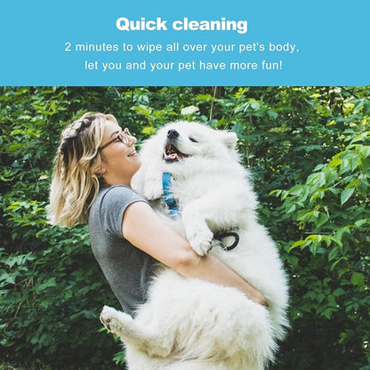 Pet Cleaning Glove Wipes for Dogs & Cats, Cleaning and Deodorizing Disposable Bathing Wipes for Fur, Paws and Butt, Hypoallergenic Unscented, 6 PCS