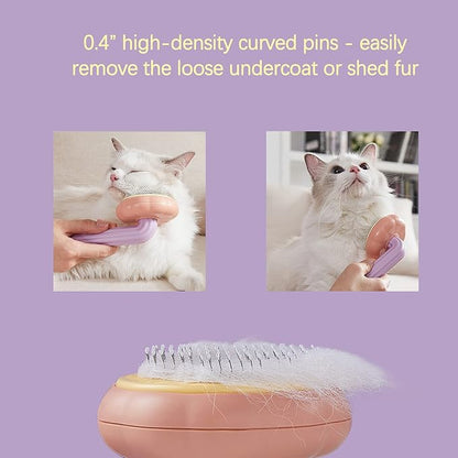 Cat Grooming Brush Dog Brush for Shedding Pet Pin Brushes for Long and Short Hair Self Cleaning Slicker Brush Gently Removes Loose Undercoat for Cats and Dogs, Orange and Pink