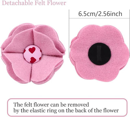 ARING PET Valentine's Day Dog Collar-Girl Dog Collar with Felt Flower, Cute Pink Heart Dog Collars Pet Collars with Metal Buckle