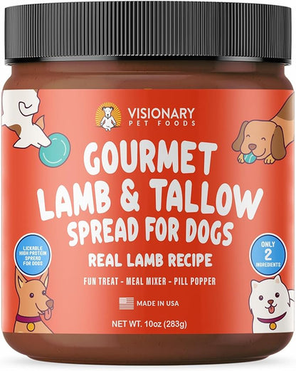 Visionary Pet Foods Lamb Meat Spread - Healthy Dog Treat - Alternative to Dog Peanut Butter, Xylitol Free, No Sugar and Filler Free - Use on Dog Lick Mat, Food Mixer, Pill Pockets - 10oz
