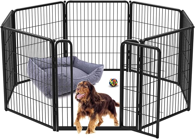 FXW Homeplus Dog Playpen for Indoor Use - Stress-Free and Safe Play, Heavy Duty 32 Inch 8 Panels Dog Pen for Puppies, Small and Medium Dogs, Black_atented