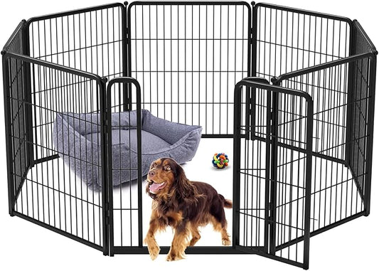 FXW Homeplus Dog Playpen for Indoor Use - Stress-Free and Safe Play, Heavy Duty 32 Inch 8 Panels Dog Pen for Puppies, Small and Medium Dogs, Black_atented