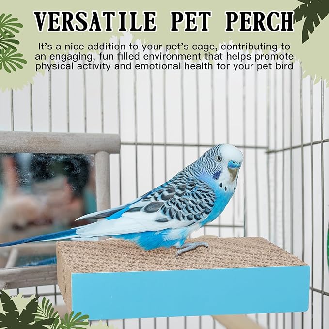 2 Pieces Bird Chew Toy Parrot Cage Perch Cardboard Platform Bird Paw Grinding Stand Parrot Cage Playground for Macaws, Small Parakeets, Conures, Budgies, Finches Conure Cockatiel (Medium)