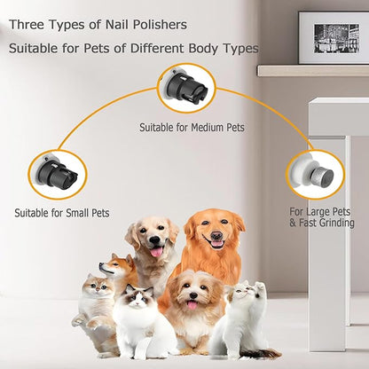 Dog Nail Trimmers, 5-Speed Professional Quiet Electric Dog Nail Grinder with 2 LED Lights, 2 Grinding Wheels, Type-C Rechargeable for Medium Small Large Dogs and Cat (Orange)