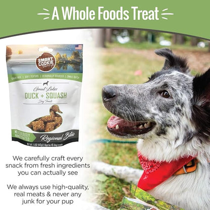 Smart Cookie All Natural Dog Treats - Duck & Squash - Training Treats for Dogs & Puppies with Allergies, Sensitive Stomachs - Soft Dog Treats, Chewy, Grain Free, Made in USA - 5oz, Pack of 3
