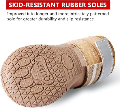 QUMY Dog Shoes for Large Dogs, Medium Dog Boots & Paw Protectors for Winter Snowy Day, Summer Hot Pavement, Water-Resistant in Rainy Weather, Outdoor Walking, Indoor Hardfloors Skid-Resistant Sole