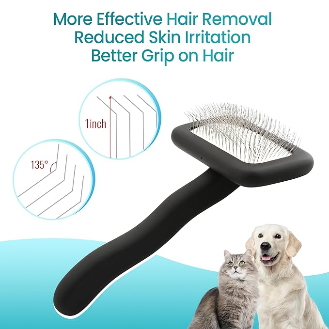 Fenice Peak Slicker Brush for Dogs Black Wooden Dog Brush Pet Comb for Poodles Goldendoodles Easy to Remove Tangles Dirt and Loose Hair Professional Dog Grooming Brush