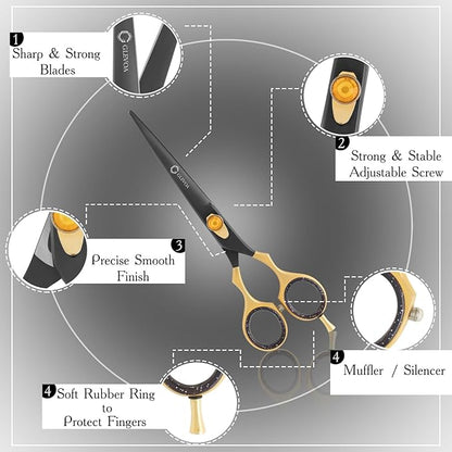 Dog Grooming Scissor - Professional Down-curved Shear with Ergonomic Handle Japanese Stainless Steel Trimming Scissor for Dogs, Cats and Other Pets, Sharp (Straight Scissors)