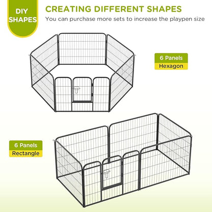 BestPet | Dog Playpen | 24 Inch, 6 Panels | Heavy Duty Metal Pet Exercise Pen | Indoor Outdoor Fence Panels | Rust-Resistant, Removable, Tool-Free Setup | Anti-Skid, Expandable Design