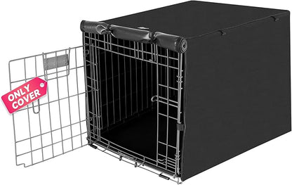 48 Inche Dog Crate Cover, Double Door Dogs Kennel Covers for Large Wire Crate, Lightweight 600D Polyester Windproof, Cover Only, Black