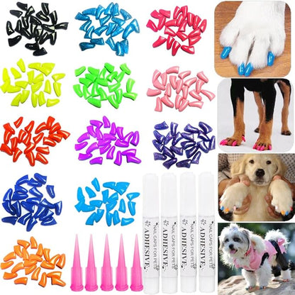 VICTHY Dog Nail Caps - 100pcs Dog Claw Caps with Glue and Applicators (XS)