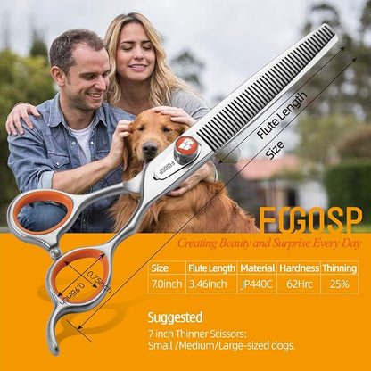 46 Teeth Thinning Shears for Dogs Grooming 7 inch Professional Blending Thinning Scissors for Dogs Cat Pet Japan 440C Stainless Right Handed