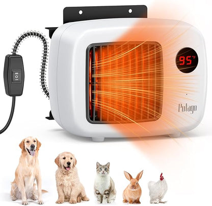 Dog House Heater with Thermostat, 200/400W Safe Pet House Heater for Outside Dog House Chicken Coops Rabbits Hutch with 6FT Anti Chew Cord (White)
