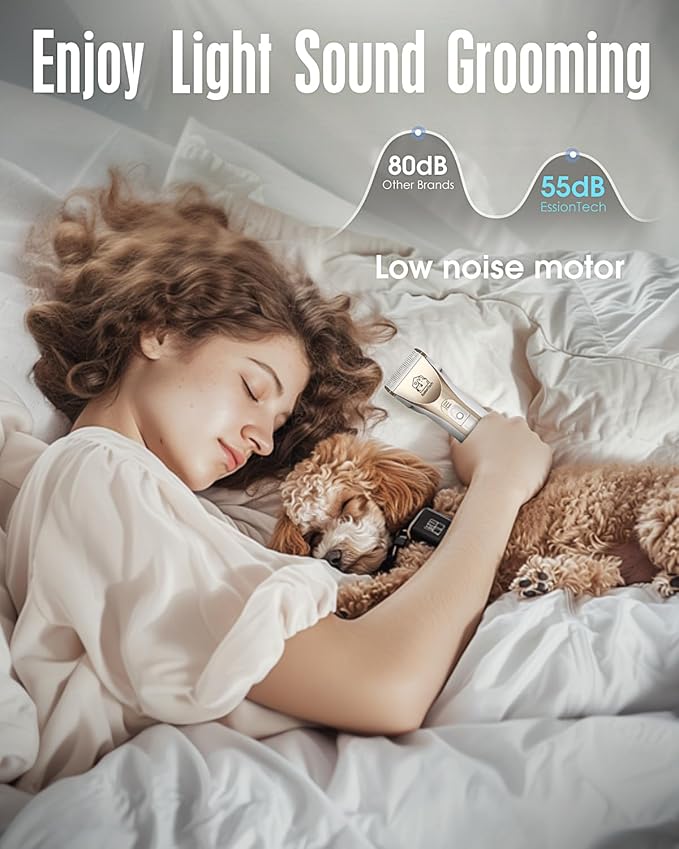 Dog Hair Clippers for Grooming Kit at Home Paw Trimmer Pet Grooming Clippers for Dog Professional Thick Hair Low Noise Cordless Pet Tools for Small & Large Dogs Cats (2in1)