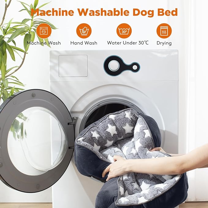 GASUR Rectangle Dog Bed for Large Dogs, Cozy Washable Bed Orthopedic Dog Sofa Bed, Durable Pet Cuddler Anti-Slip Bottom, Soft Calming Sleeping Puppy Warming Puppy Bed (L (35"x 25"x 9"), Black)