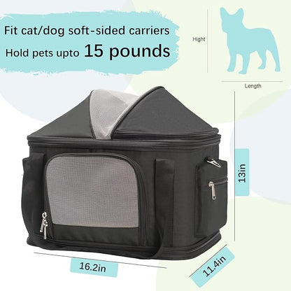 Pet Carrier Soft-Sided Carriers Travel Tote Bag for Small Dogs Cats, Fashion Foldable Pet Bag for Puppies Small Animals with Pockets (Black, 16.2" x 11.4" x 13")