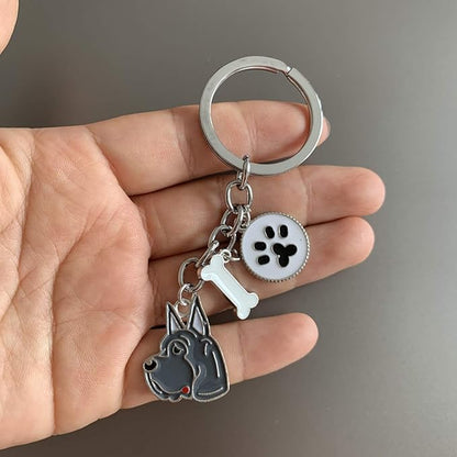 Dog Keychain, Puppy Keyring Keyfob Metal Pet ID Tags for Clothing Bag Adornment Accessory (17-Great Dane)