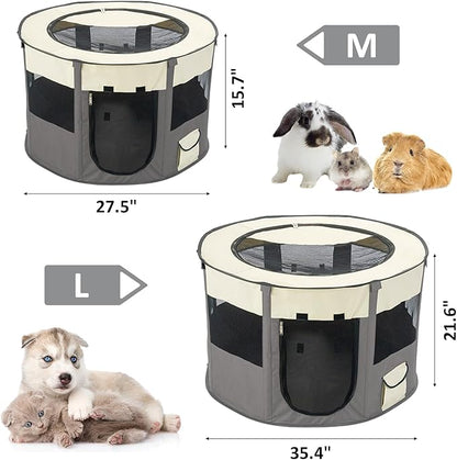 Portable Pet Playpen, Foldable Collapsible Cats Exercise Enclosure Pen Tents Cat Delivery Isolation Room Dog Crates Kennel House Great for Indoor Outdoor Travel Use Puppy Kitten Rabbit(Medium)