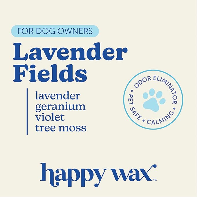 Happy Wax Lavender Fields Scented Wax Melts for Dog Owners – Odor Eliminating, Calming, Pet-Safe, Non-Toxic, Dye-Free, Perfect for Use with Wax Warmers - 4 oz Pouch