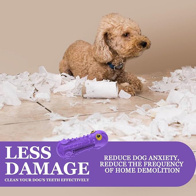 Dog Squeaky Toys for Aggressive Chewers, Durable Dog Chew Toys for Large Medium Breed Dog, Dog Toys, Tough Durable Dogs Toys with Natural Rubber (Purple Octopus, for Larege Dogs)