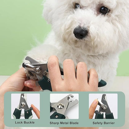 Pet Nail Clippers Trimmer and Grooming Kit, 8 Pieces Pet Grooming Kit - Dematting Comb,Slicker Brush,dog nail trimmer,collapsible bowl and dog toothbrush for Removing Knots and Hair for Dog,Cat