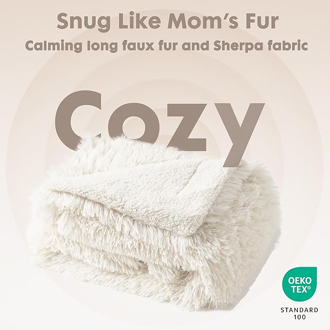 gogobunny Waterproof Dog Blanket for Large Dogs, Cats, Puppy, Reversible Faux Fur Pet Throw Blanket, Washable, Calming Furniture Protection for Sofa Bed (60x80 Inch (Pack of 1), Cream)