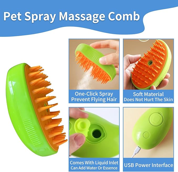 3Pcs Dog Grooming Brush Dog Cat Bath Brush Massage Rubber Comb Pet Shampoo Brush Dog Scrubber with Handle for Long Short Haired Dogs and Cats (Green Blue)