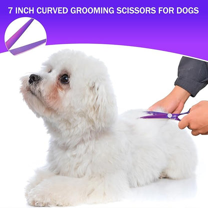 7" Curved Dog Grooming Scissors & Ethyxe 7 Inch Curved Scissors for Dog Grooming
